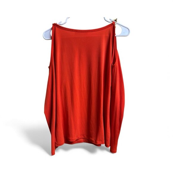 Michael Kors Cold Shoulder Chain Detail Blouse Top Orange S - Picture 3 of 5